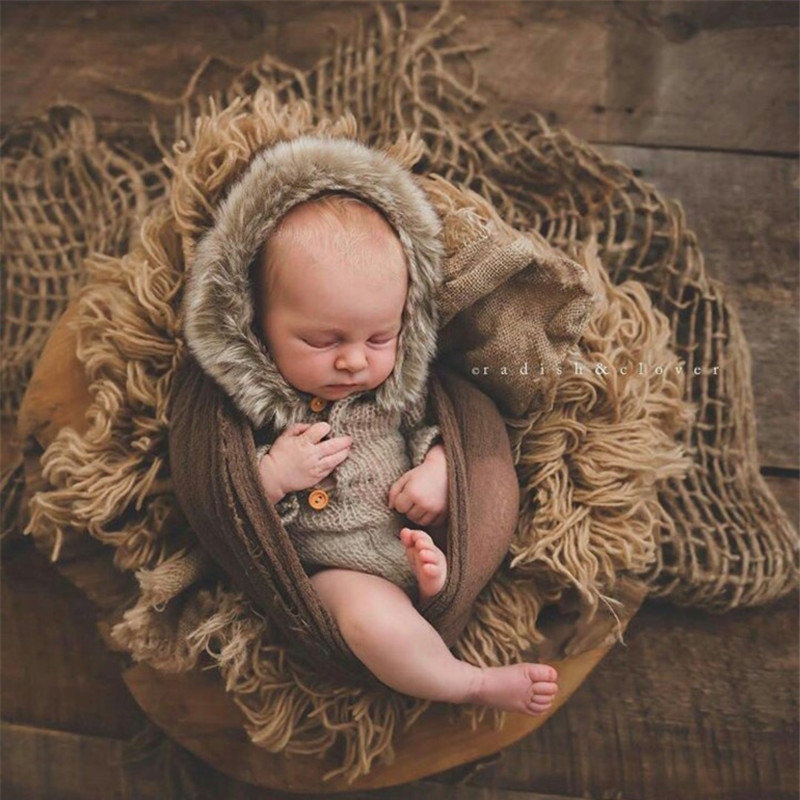 Pasgeboren jute laag fotografie rekwisieten, jute deken voor baby fotografie props