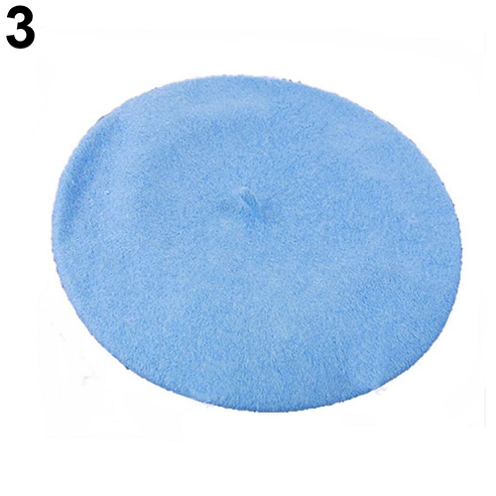 Herfst Winter Caps Vrouwen Classic Wolvilt Warme Franse Beret Beanie Hat Beanie Pure Kleur Zoete Mini Cap Lady winter Hoeden: Blauw