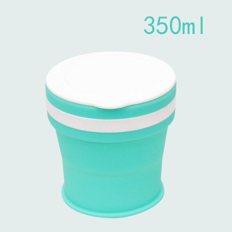 170/270/350ml Folding Silicone Draagbare Siliconen Telescopische Drinken Inklapbare koffie cup vouwen silica cup met Deksels reizen: 350ml Cyan