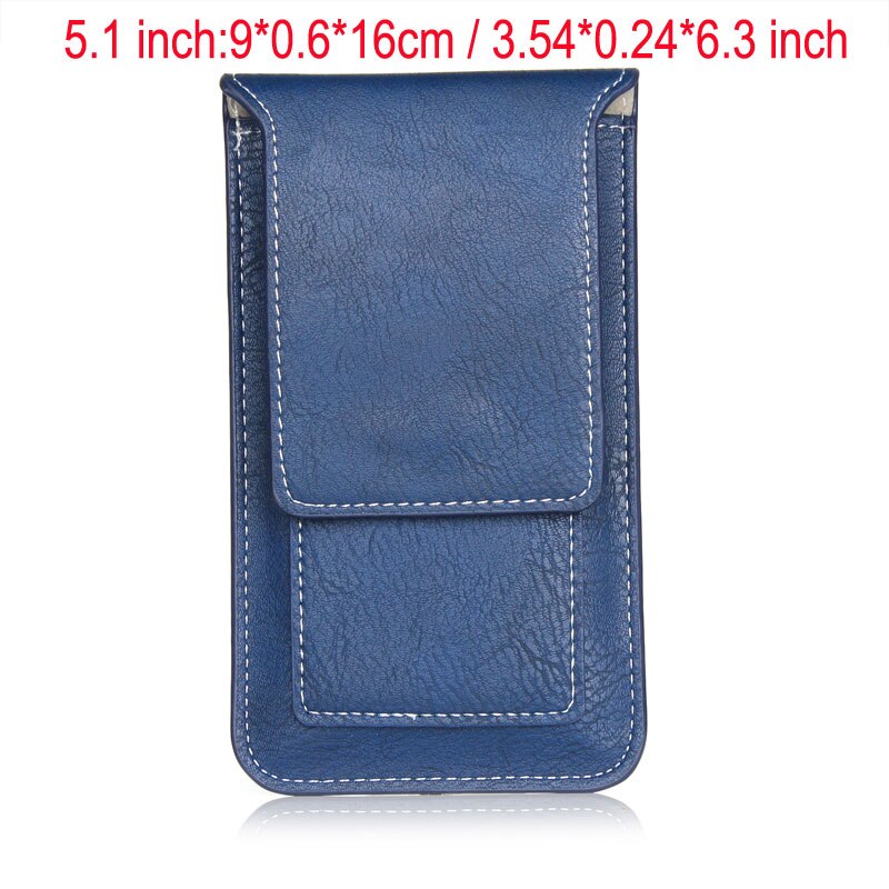 YIANG Kleine Taille Tas PU Leer Eenvoudige Mobiele Telefoon Tas voor iPhone/Samsung/Huawei Riemclip Case Casual taille Packs Telefoon Pouch: 5.1 inch blue