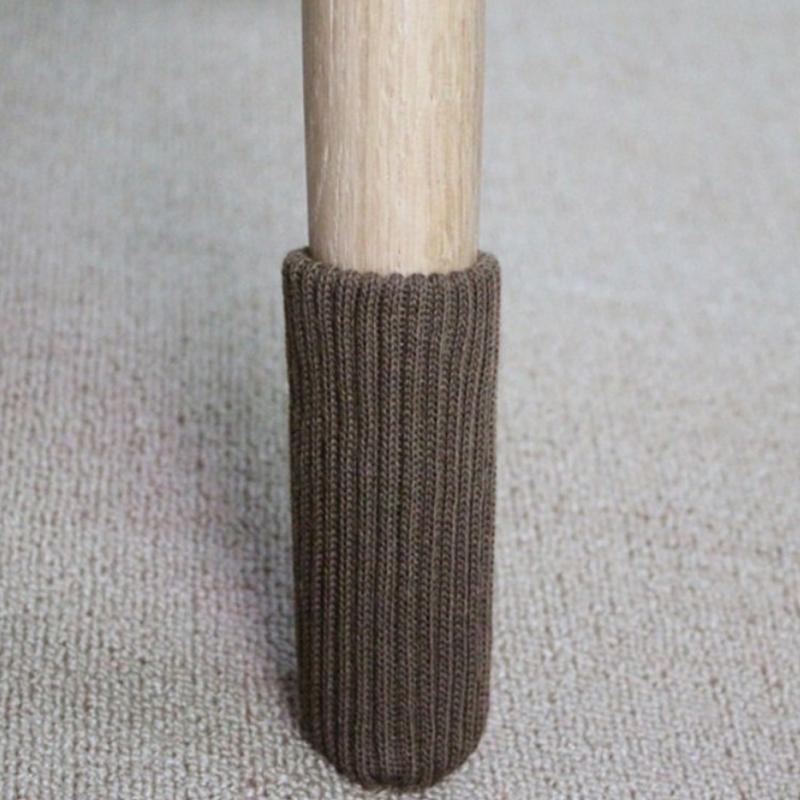 4 stk stol ben sokker fødder ærme borddækning skridsikker strikning uld gulvbeskyttelse møbelbeskytter tykkere dækbord: Dyb kamelfarve