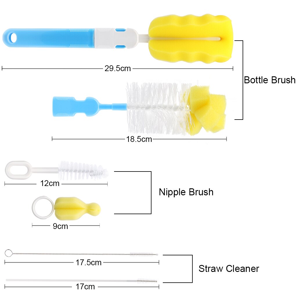 Garrafa escova esponja limpo kit ferramentas escova de limpeza mamilo do bebê garrafa de leite palha conjunto de escova de água copo mamilo chupeta escovas