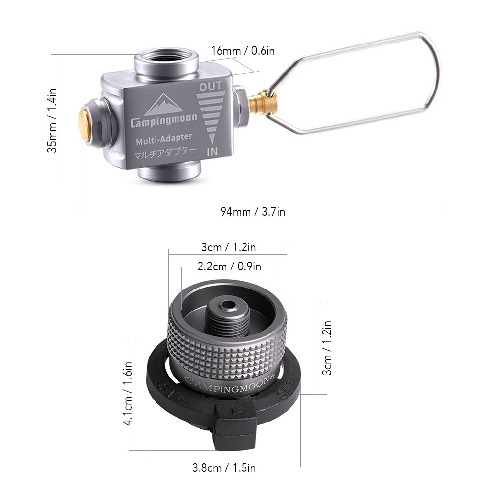 Campingmoon gass sparer Plus med gassadaptere til campingkomfyr kokekar gasstank adapter komfyrtilbehør: Sett 2