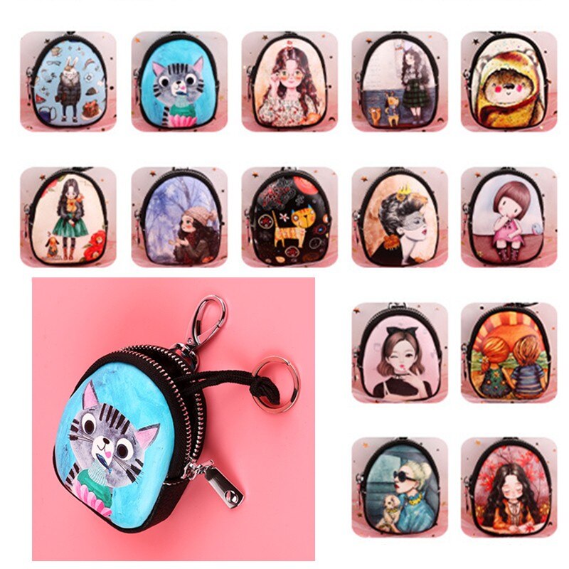 Car Key Bag Change Hand Bag Pendant Wallet Graffiti Painting Bag Key Holder Porta Chaves Purse Sleutelhouder Bag