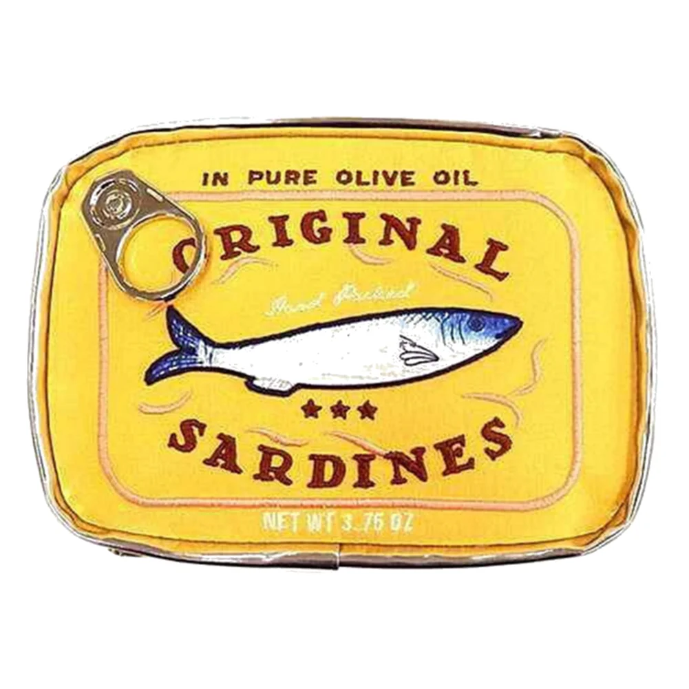 Bolsa de cosméticos bonita con forma de latas de sardinas, paquetes divertidos, bolsa de aseo portátil creativa, bolsas de maquillaje pequeñas y suaves con cremallera a la: YELLOW