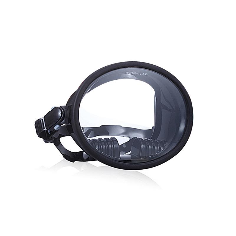 Durable acuáticos buceo snorkel panorámica vista amplia máscara de buceo sin marco de la máscara de vidrio templado gafas de bucear máscara: Black