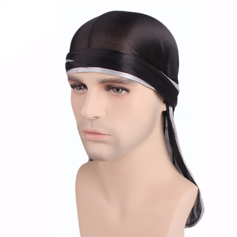 Pandebånd herre silke durags bandana turban hat parykker doo durag biker hovedbeklædning pandebånd pirat hat hårtilbehør