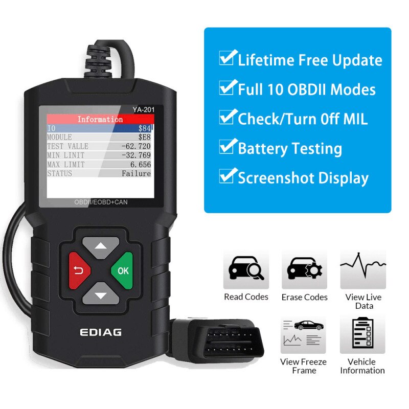 Launch YA201 OBD2 Automotive Scanner Fault Code Reader with Multi-language Car Diagnostic Tool Auto Scanner Car Repair Tools
