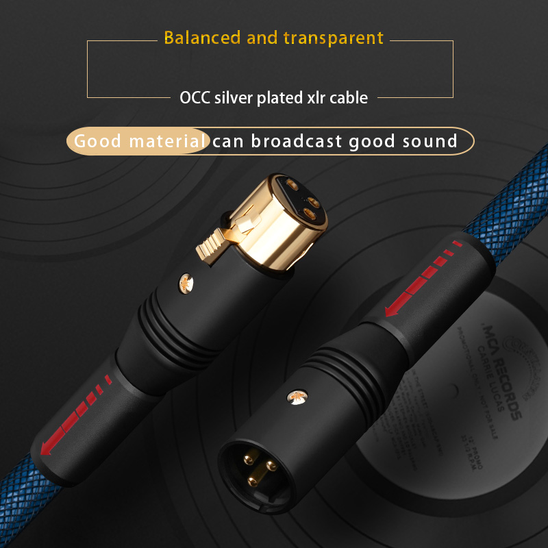 Cavo xlr hi-fi per amplificatore, con nucleo occ placcato argento di alta gamma e connettore 2 bilanciato maschio-femmina a 3 pin, cavo audio professionale.