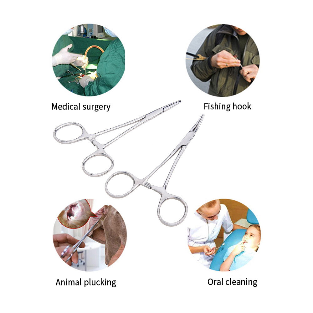 Pinzas hemostáticas de 12,5 cm, 16cm y 18cm, abrazadera para pelo de mascotas, alicates de bloqueo de pesca, herramientas de depilación, herramienta manual de punta curva/recta