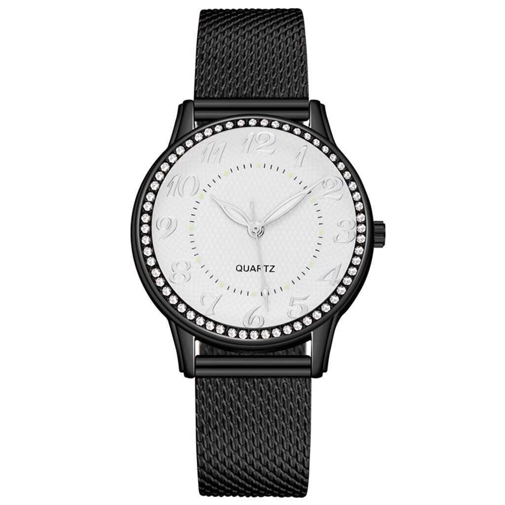 Luxe Womens Horloges Mesh Rvs Casual Armband Quartz Horloge Horloge Dameshorloge Klok Reloj Mujer Relogio Feminino: A