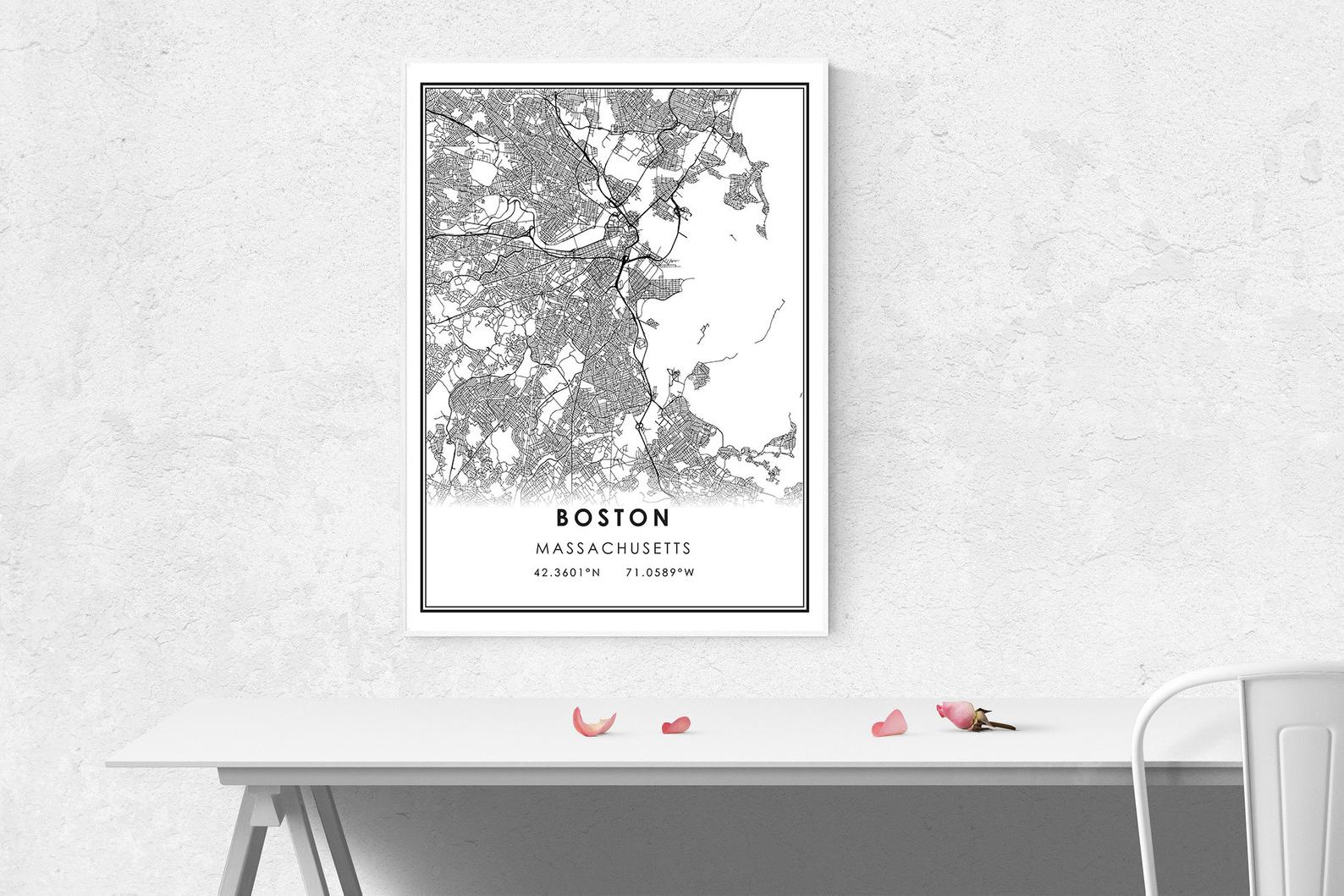 Boston map print poster canvas | Boston city map print poster canvas