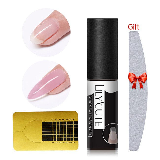Lilycute neglekunst poly uv gel fransk neglebygger poly gelé gel akryl hurtig bygning finger forlængelse uv led hård: 3 stk sæt 6