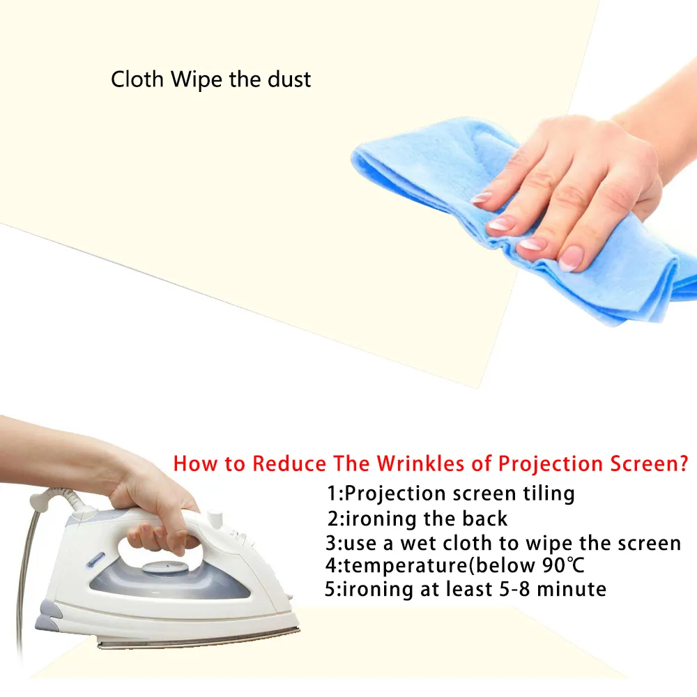 VEIDADZ Pantalla de proyector 60 72 84 100 120 130 pulgadas Rejilla blanca Antiluz 160 ° Ángulo de visión Pantalla reflectante Película interior al aire libre