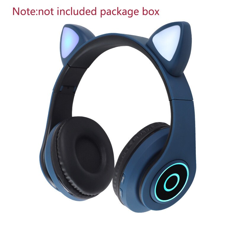 Auriculares inalámbricos Bluetooth de estilo lindo con orejas de gato, auriculares para juegos, para chicas, coloridos auriculares BT 5,0, Auriculares Bluetooth de belleza: only headset blue