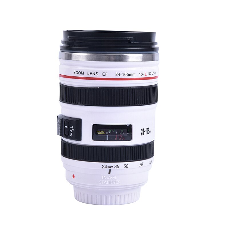 Acier inoxydable caméra café lentille tasse blanc noir tasse à café 13.3*8.3cm: WHITE