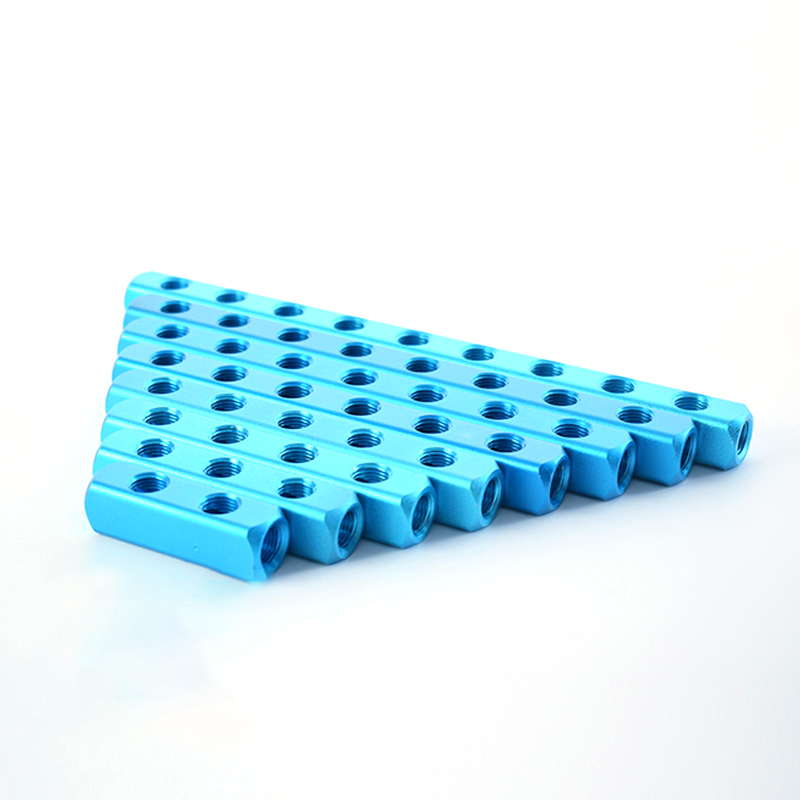Air Manifold Distributor 1/4" PT Thread Port 2 3 4 5 6 7 8 9 Way Pneumatic Quick Plug In Connector Hose Aluminum Block Splitter