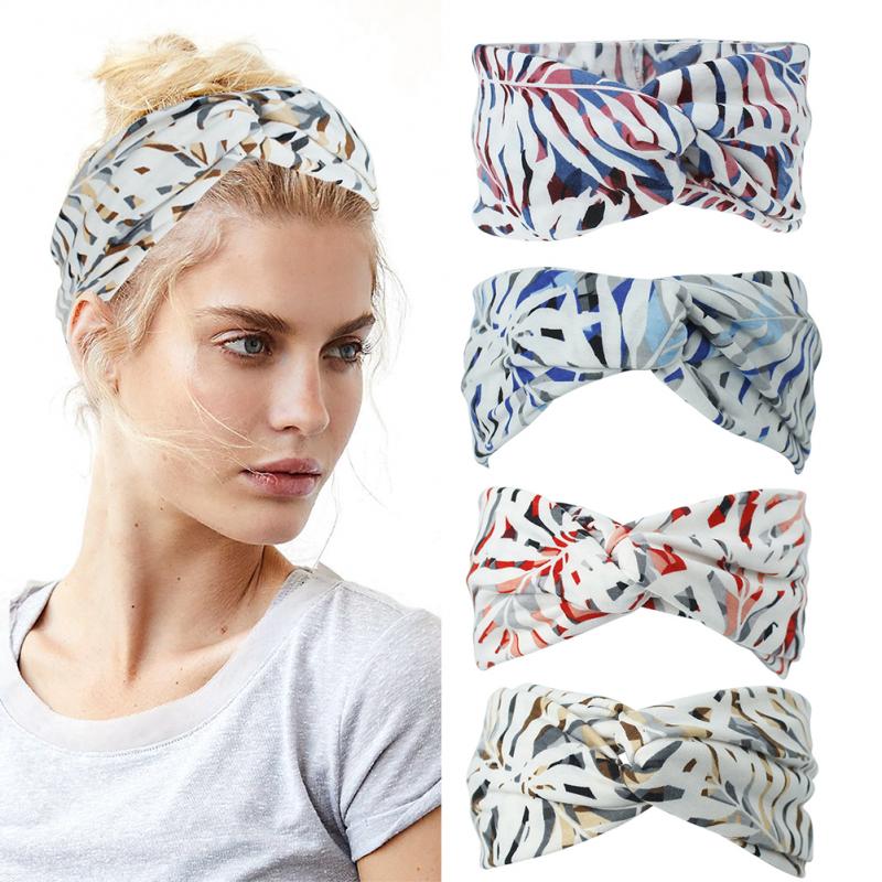Boho Hoofdband Retro Bloemen Stijl Hoofd Wrap Sjaal Stretchy Vocht Cross Haarband Accessoires Voor Vrouwen En Meisjes