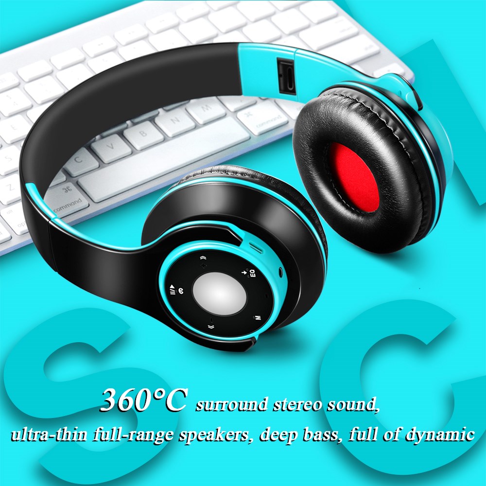 Auriculares inalámbricos con bluetooth 5,0, reproductor de mp3, tarjeta sd, micrófono para música