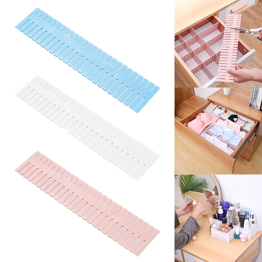 4PCS 37*7CM Drawer Divider Partition Storage Organizer DIY Grid Plastic Drawer Separator Underwear Socks Clapboard