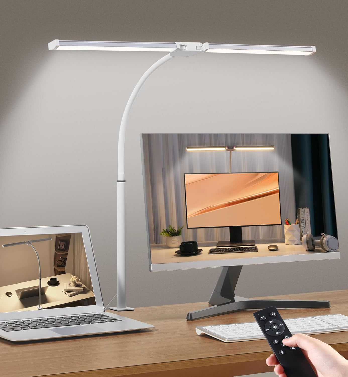 LED-Schreibtischlampe für das Heimbüro, Augenpflege-Architektlicht mit Klemme, verstellbarer flexibler Schwanenhals, 25 Beleuchtungsmodelle