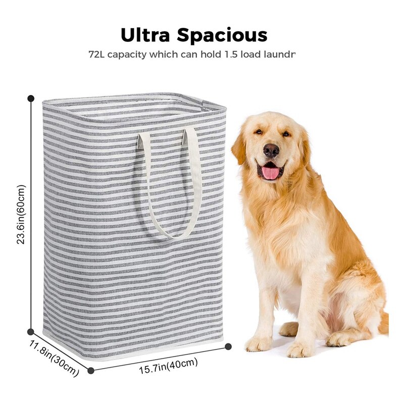 72L Vrijstaande Wasmand Inklapbare Grote Kleren Mand Met Carry Uitgebreide Handvatten Voor Kleding Speelgoed