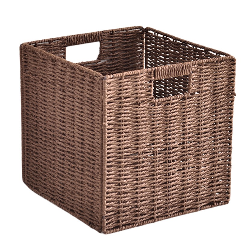 Storage Box Imitation Rattan Woven Lattice Cabinet Storage Basket Desktop Sundries Snacks Clothes Toys Woven Storage Basket: Pink