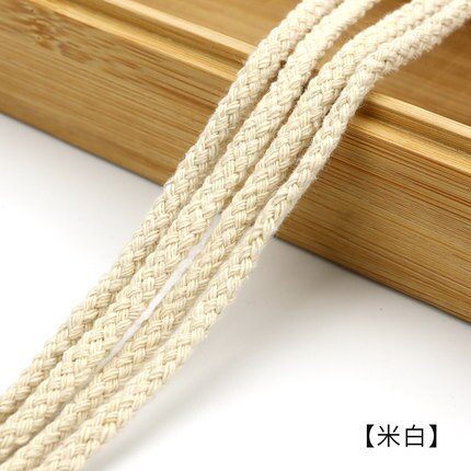 5mm Katoenen Touw Craft Decoratieve Twisted Cord Touw voor Handgemaakte Decoratie DIY Lanyard Ficelles Couleurs Draad Koord 5yards: beige