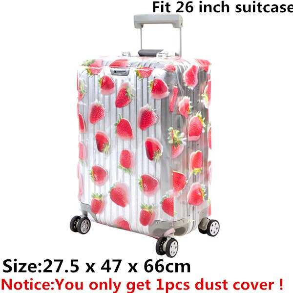 Couverture de poussière imperméable transparente de fraise 20-28 pouces couverture de protection de bagage de PVC accessoires de valise de voyage approvisionnement en produits