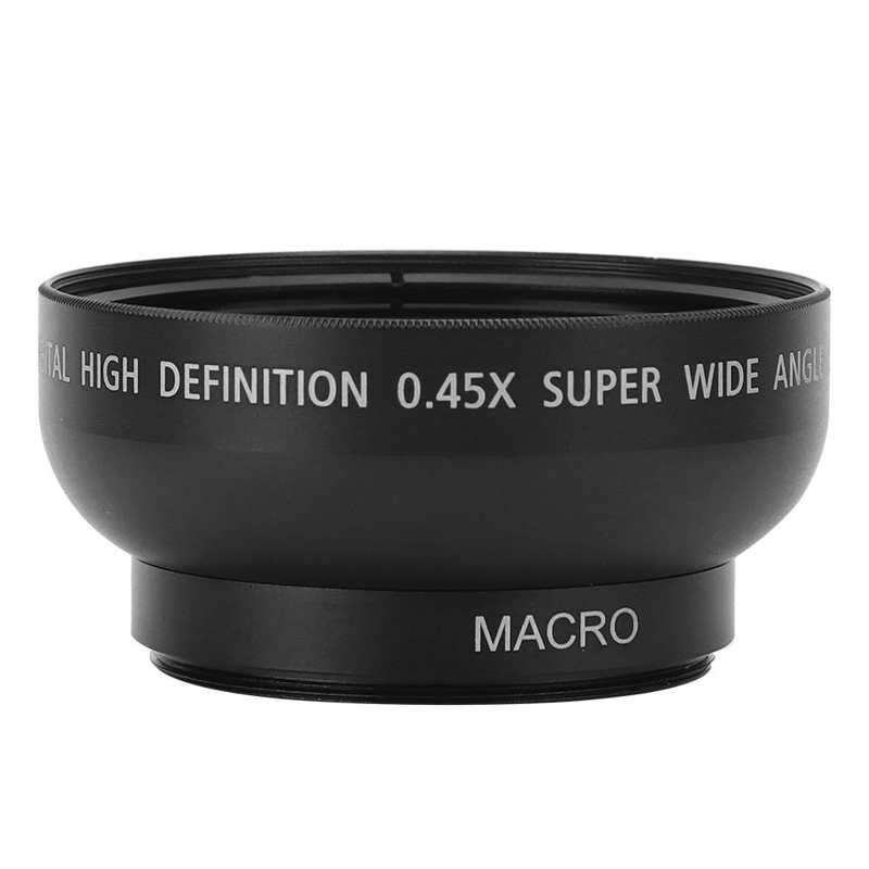 Aluminum Alloy Optical Glass 46MM 0.45X Wide Angle Macro Lens Universal for 46MM Diameter Camera Lenses Accessories