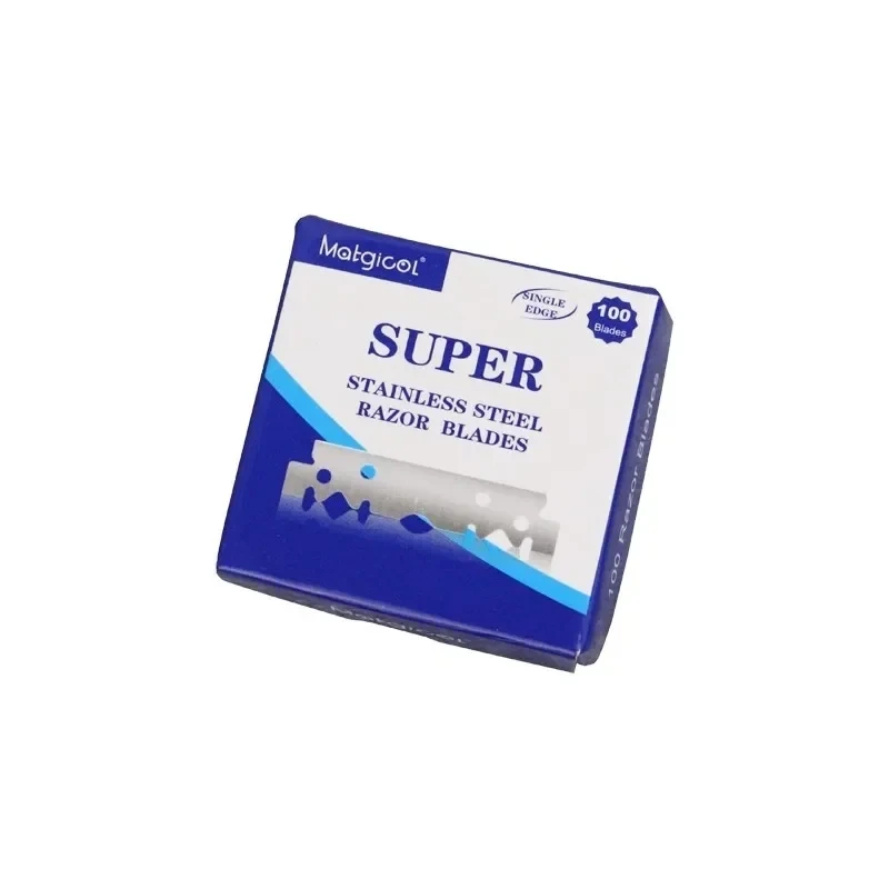 100 kpl/laatikko yksipuolinen partakoneen terä ruostumattomasta teräksestä miesten parranajokone manuaalinen parranajo höylät parturi parturin muotoiluvälineet parranajo: Hopea