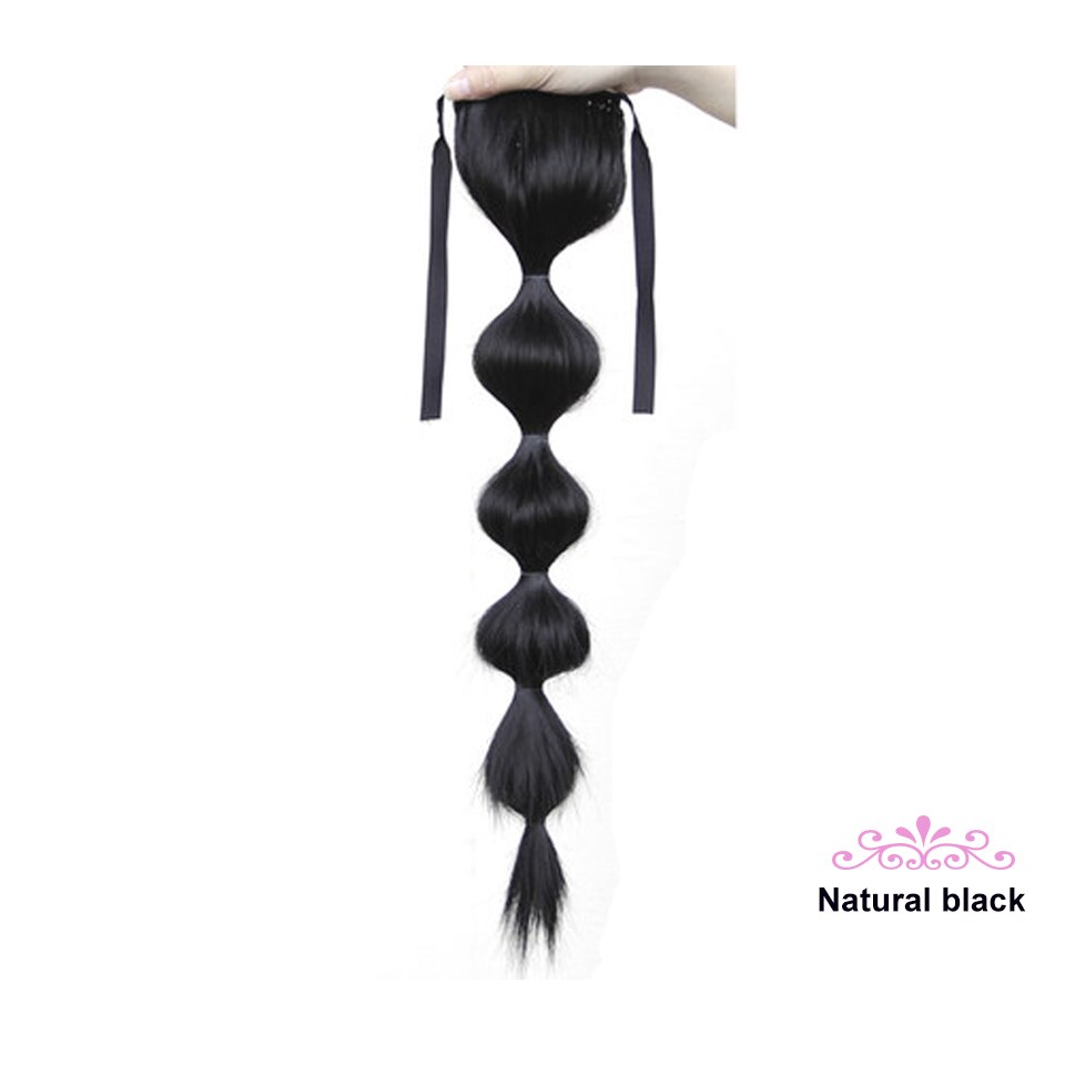 Buqi kvindeligt glat syntetisk hår boble hestehale afro puff ribbon pony hale hair extensions