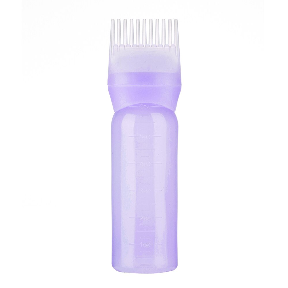 120ml flerfarvet plast hårpåfyldningsflaske applikator kam dispensering salon hårfarvning frisør styling værktøj: Lilla