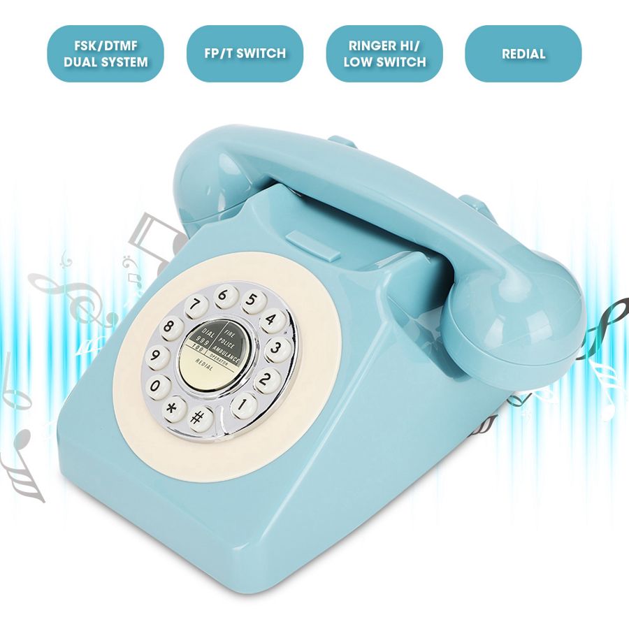 Retro telefon stationær ledning antik telefon gammel fastnet telefon support fsk/dtmf dobbelt system til hjemmekontor hotel