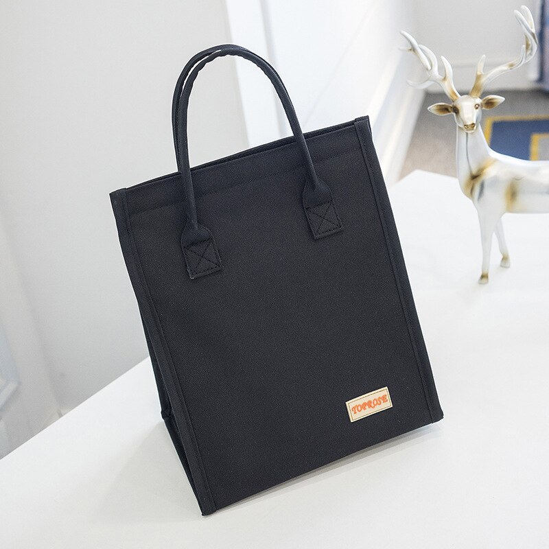 Frauen Mittagessen Taschen Thermische Isolierte Oxford Lebensmittel Box Tasche Bento Kühler Thermo Tragbare Handtaschen Dame Tasche Snack für Arbeit Schule: Black