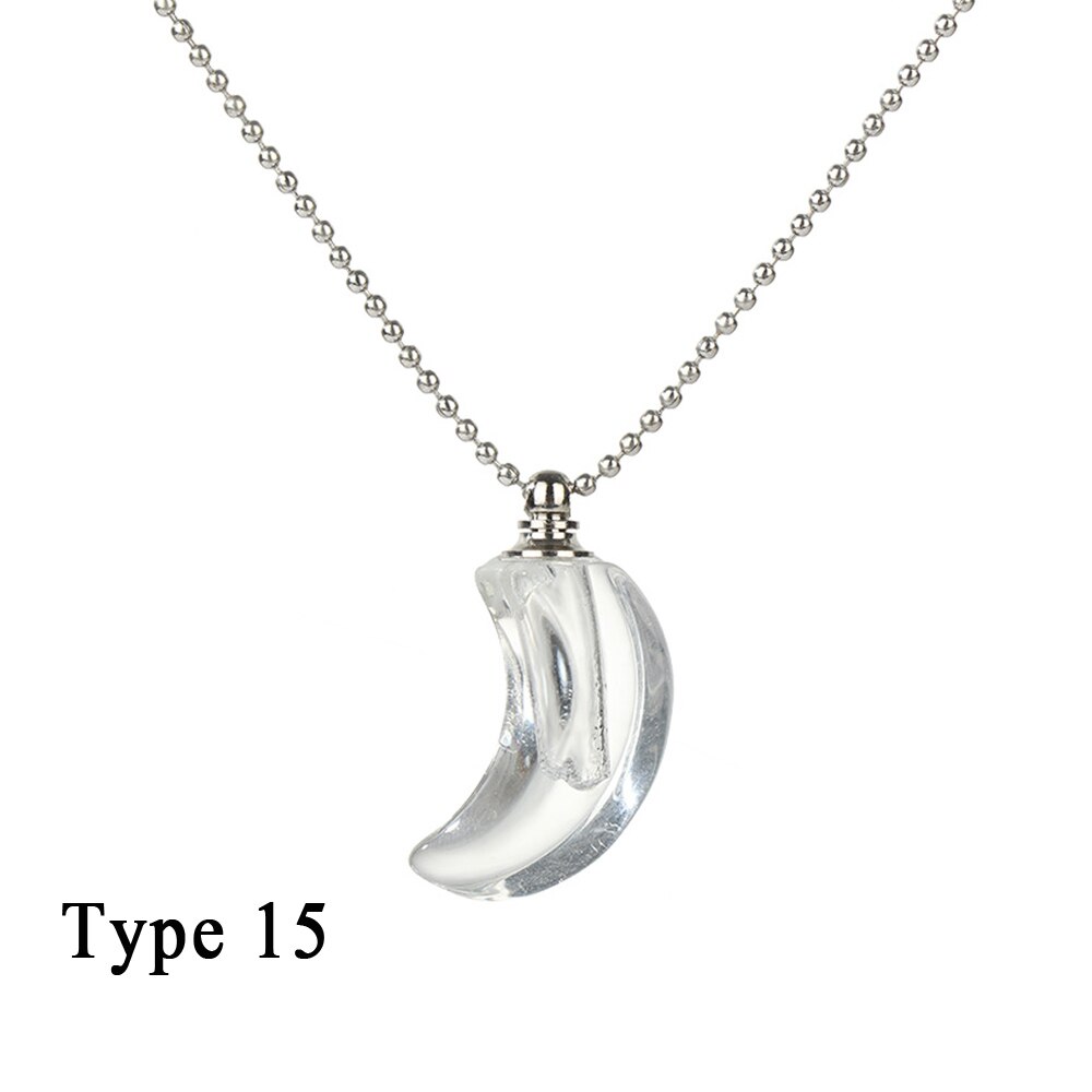1Pc Mini Glass Bottle Pendant Necklaces Openable Perfume Essential Oil Stainless Steel Chain Vial Necklace For Women Jewelry: B-Type 15