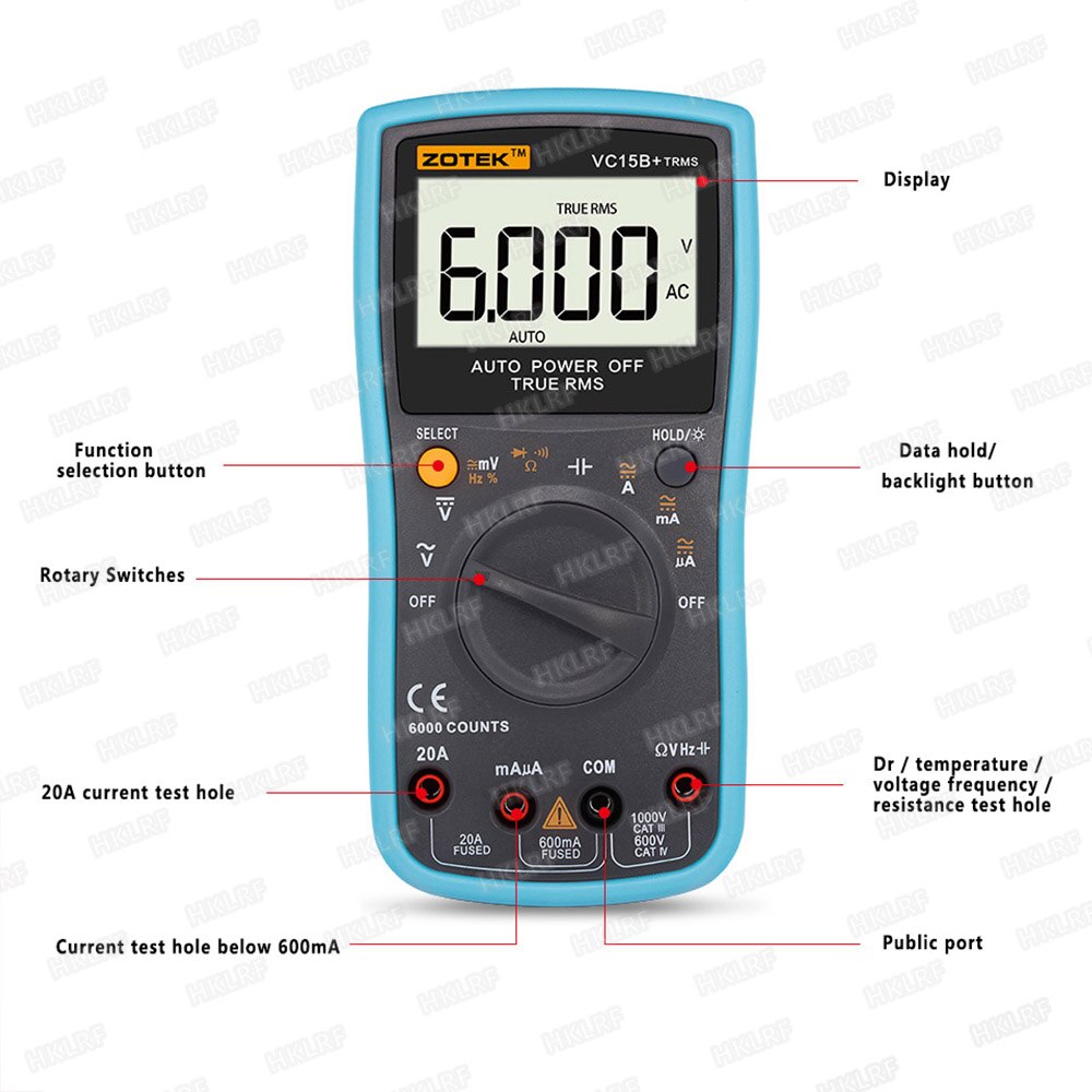 ZOTEK VC15B + Multimetro Digitale a Vero RMS 6000 Conteggi Auto Range AC/DC Multimetri PCBA Circuito Strumento di Prova