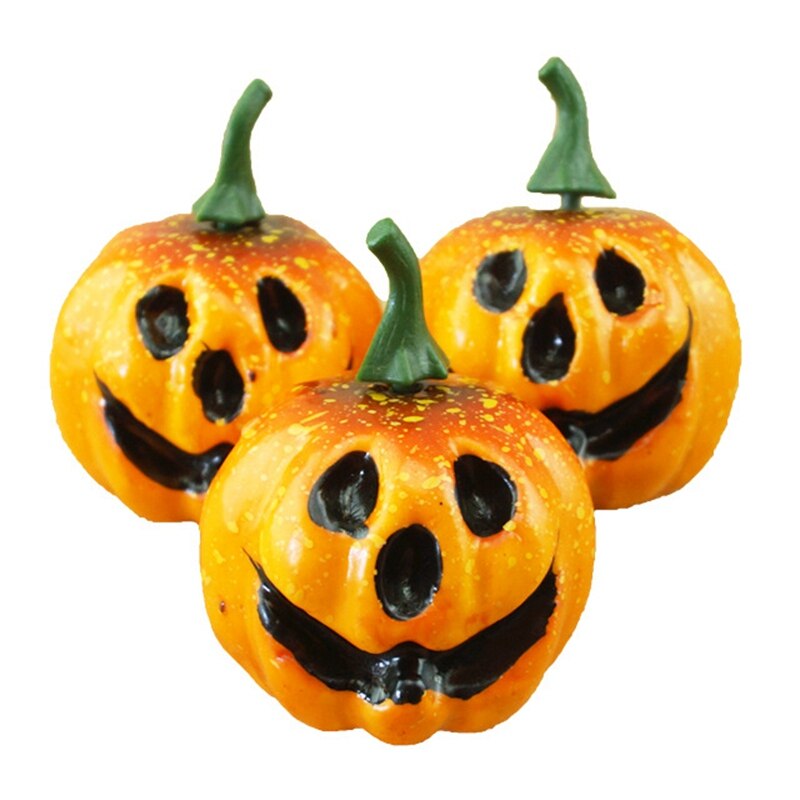 6pcs Mini Pumpkins with Scary Face Artificial Pumpkin Foam Simulated Festival Halloween Party Garden Table Decor Ornament