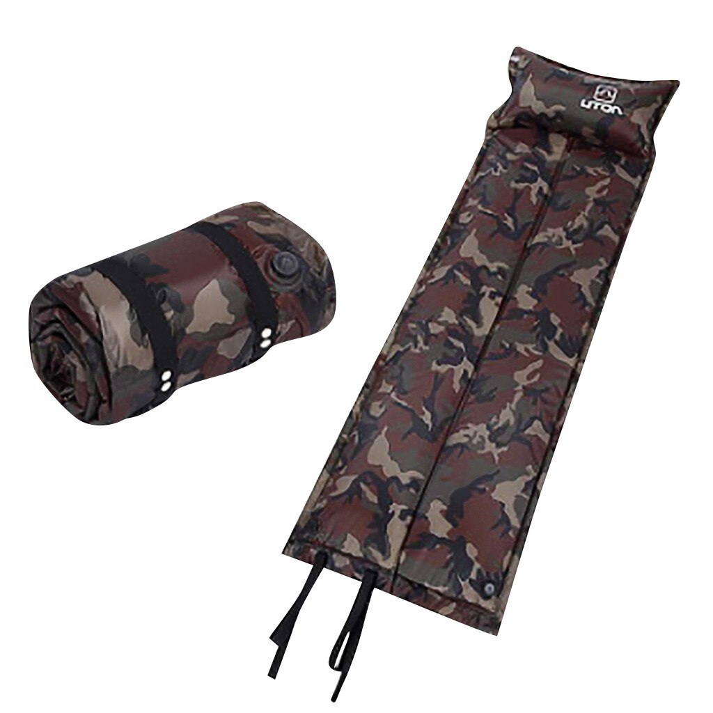 Automatisk oppustelig mat udendørs telt luftmadras campingmåtte med pude camouflage fugtisoleret sovepude: Default Title
