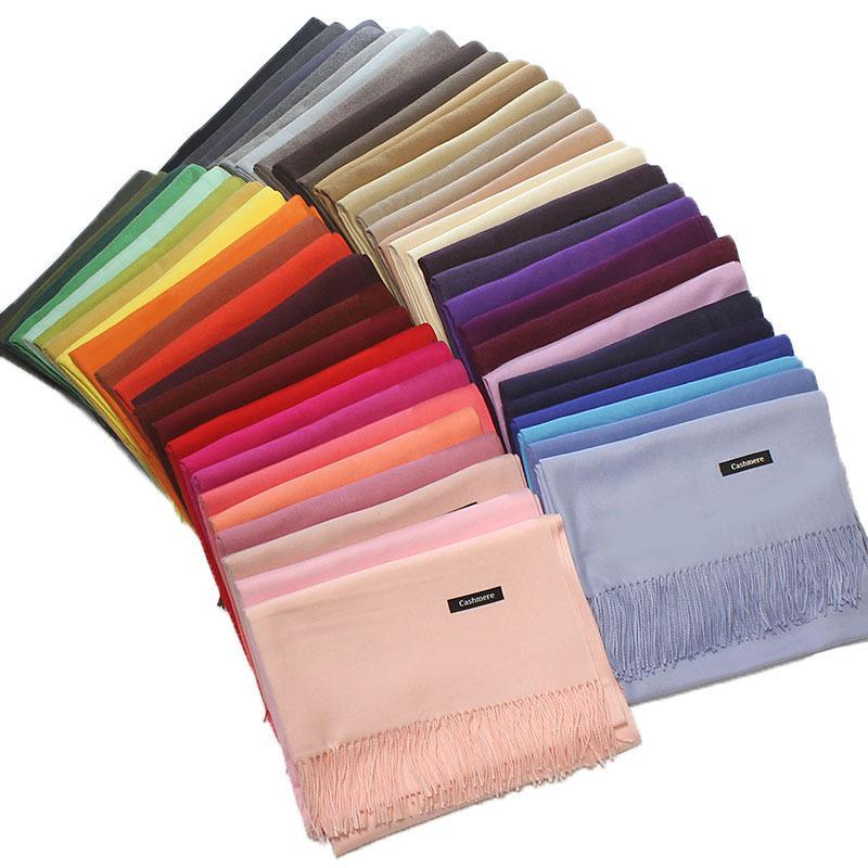 Women Solid Color Cashmere Scarves With Tassel Lady Winter Autumn Long Scarf Female Shawl Men Scarf