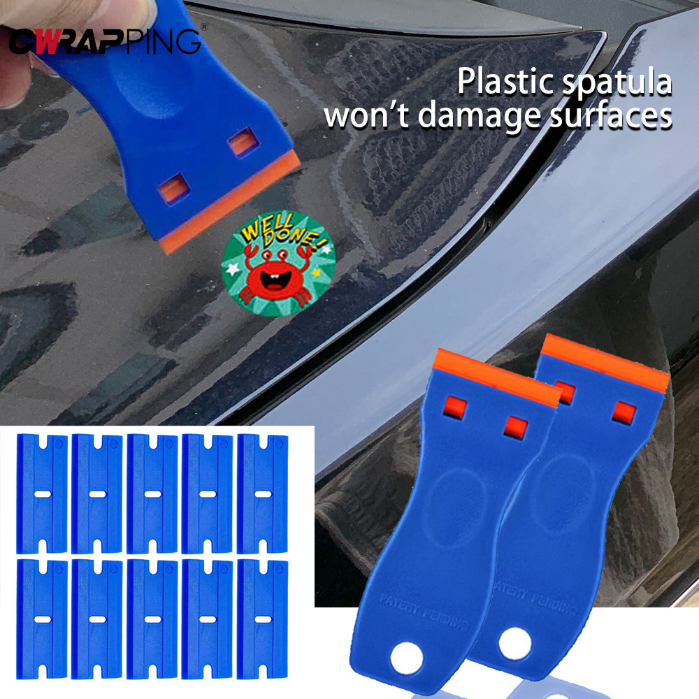 Plastic Razor Blade Scrapers Auto Glass with Blades Window Glue Remover Window Glass Clean Scraper Car Vinyl Wrap Tools Kit