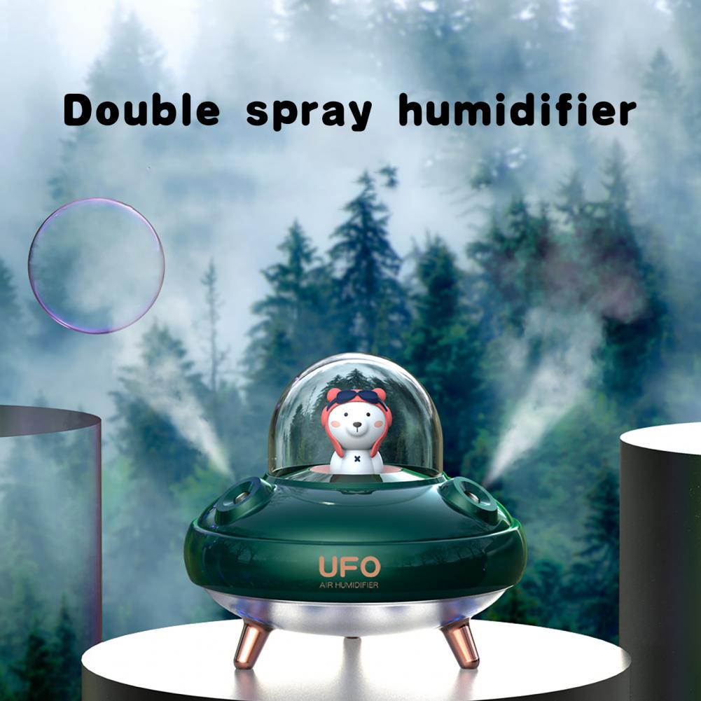 Humidificador de aire de para decoración del hogar, accesorios de coche recargable, doble Caño, UFO Bear
