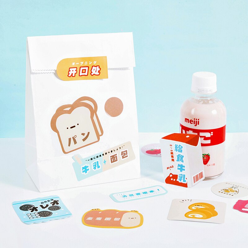 VanYi 30 Sheets/Box Drinks Stationery Sticker Paper Doll Decorative Delicious Convenience Store Diary Label Waterproof Stickers