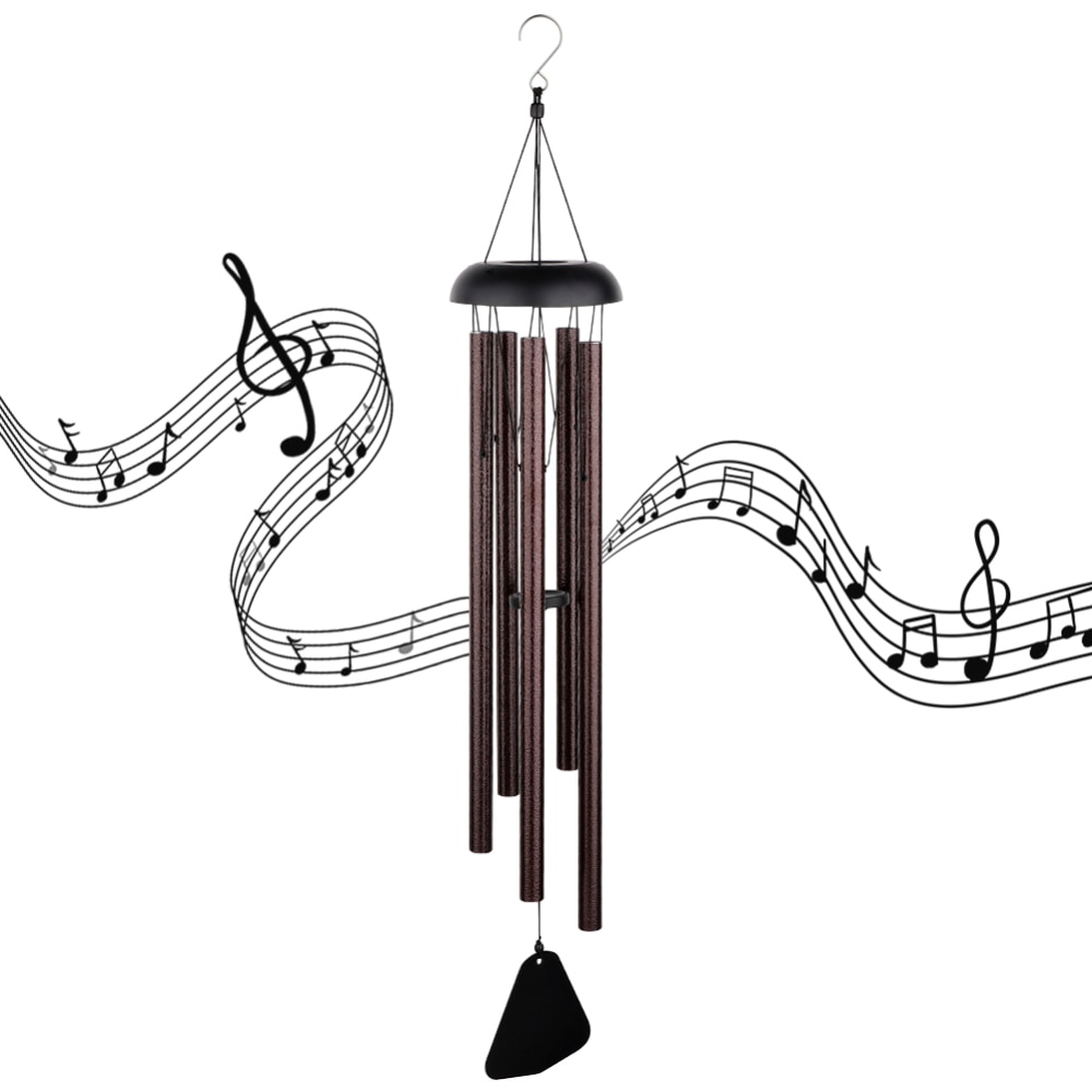 5 Tuned Metal Tubes Wind Chimes Outdoor Amazing Grace Music Sound 36inch Home Pendant