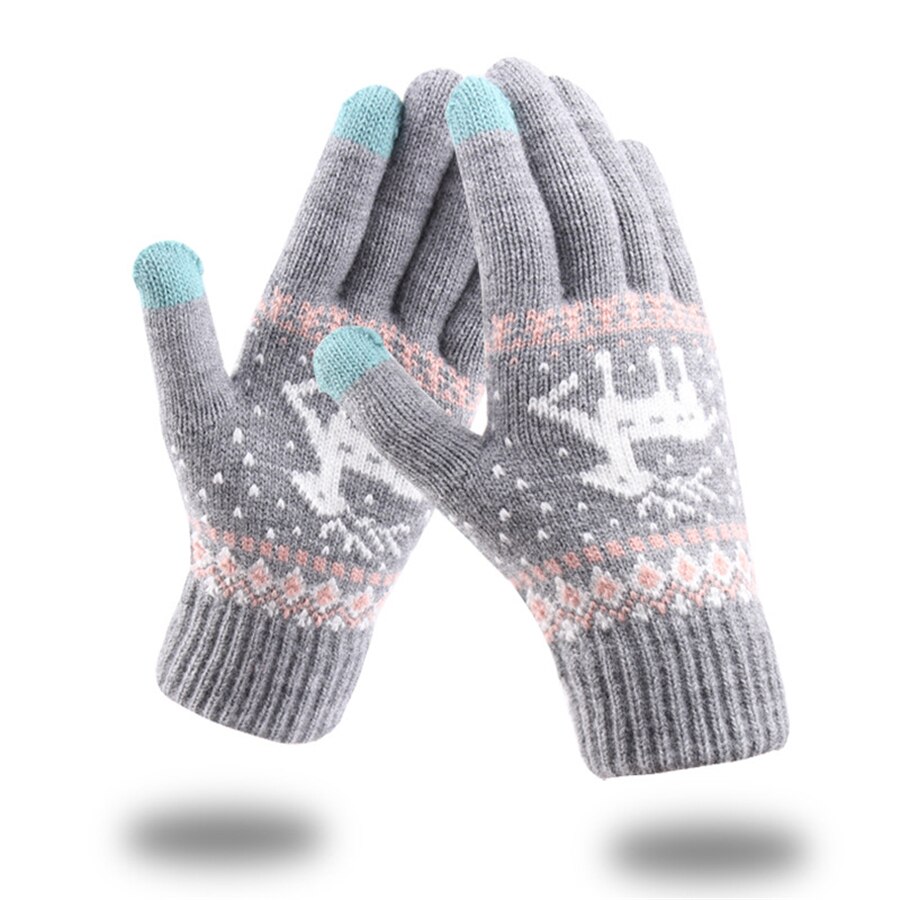 Jacquard varme fawn hansker dame berøringsskjerm hanske dame vinter fløyel ull hansker kvinnelige julevotter hanske