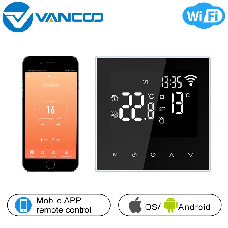 Vancoo Tuya WiFi Smart Thermostat 220V for Electric Floor Heating Water/Gas Boiler Temperature Remote Controller LCD Display