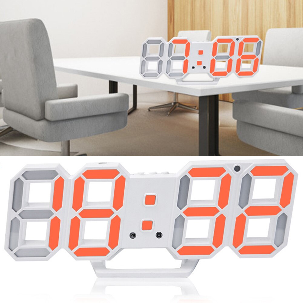 Digital Clock Alarm Led Electronic Home Night Light Modern Decoration Display Wall 3D Desk