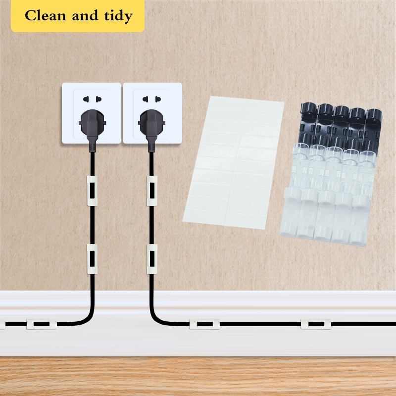 20 clip per cavi, organizer, supporto per cavi, gestione dei cavi, gestione dei cavi autoadesiva, avvolgicavo a morsetto fisso