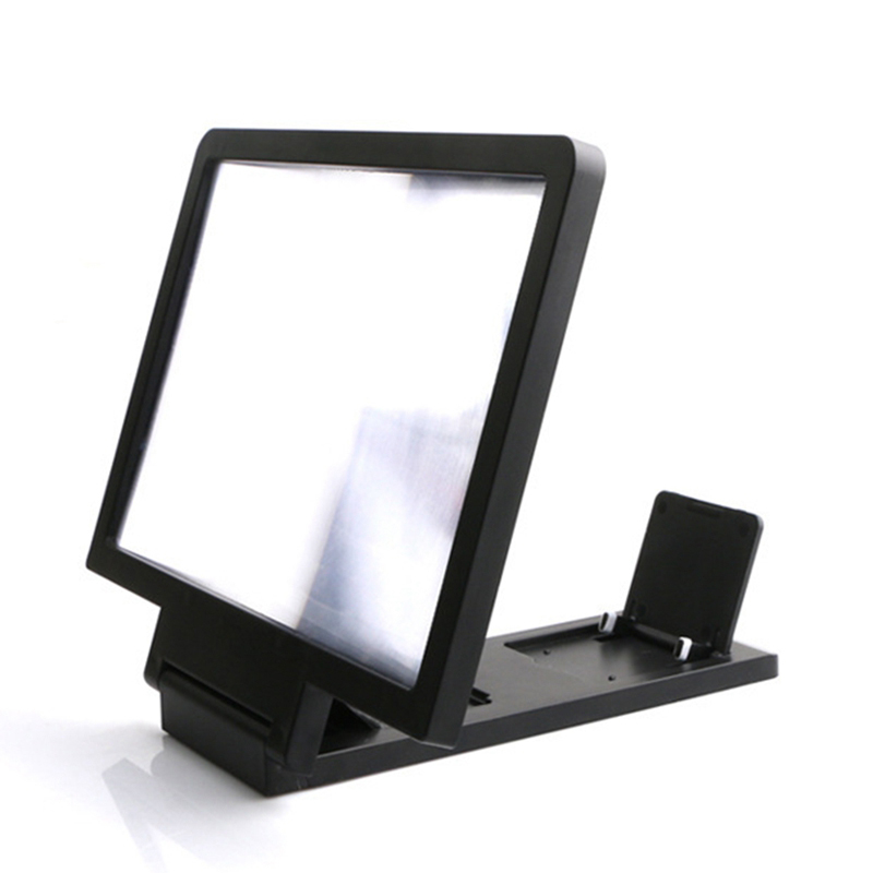 3d Cell Phone Screen Magnifier Hd Video Amplifier Stand Bracket Phones Screen Magnifier Foldable Mobile Phone Projector: black