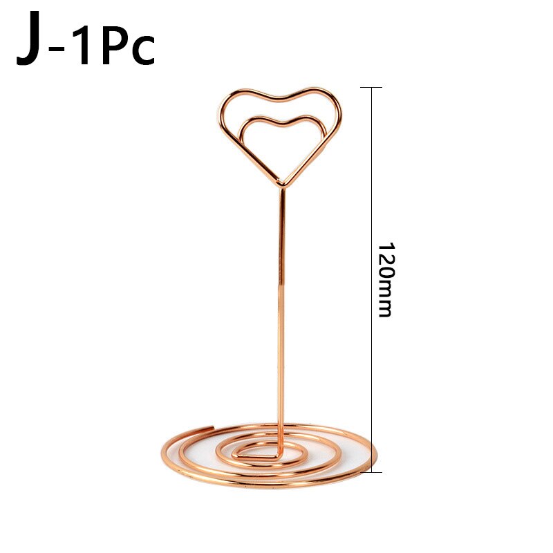 Multi Style Desktop Photo Clips Office Crative Business Card Metal Clips Wedding Party Table Number Cards Holder Decorations: J-120mm / Gold Color